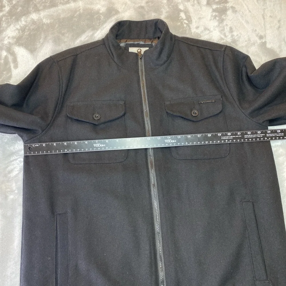 O'Neill Full Zip Jacket Mens Large Black Wool Blend Quilted Liner Bomber Style